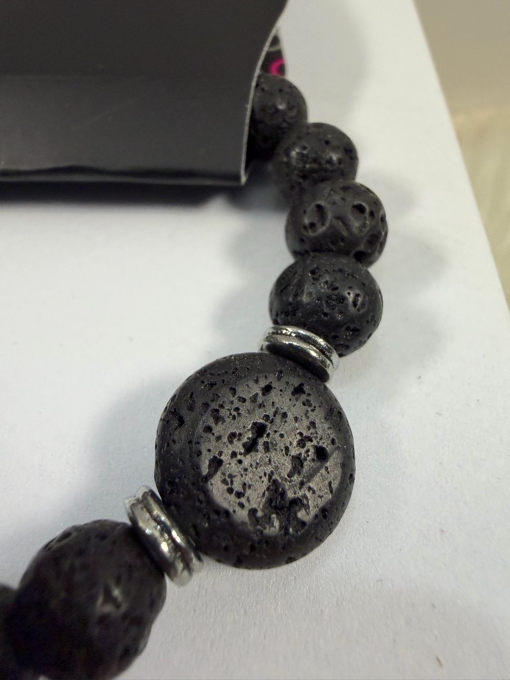 🩷5/$10🩷 paparazzi Black Textured Lava Bead Stretch Bracelet - Picture 3 of 5